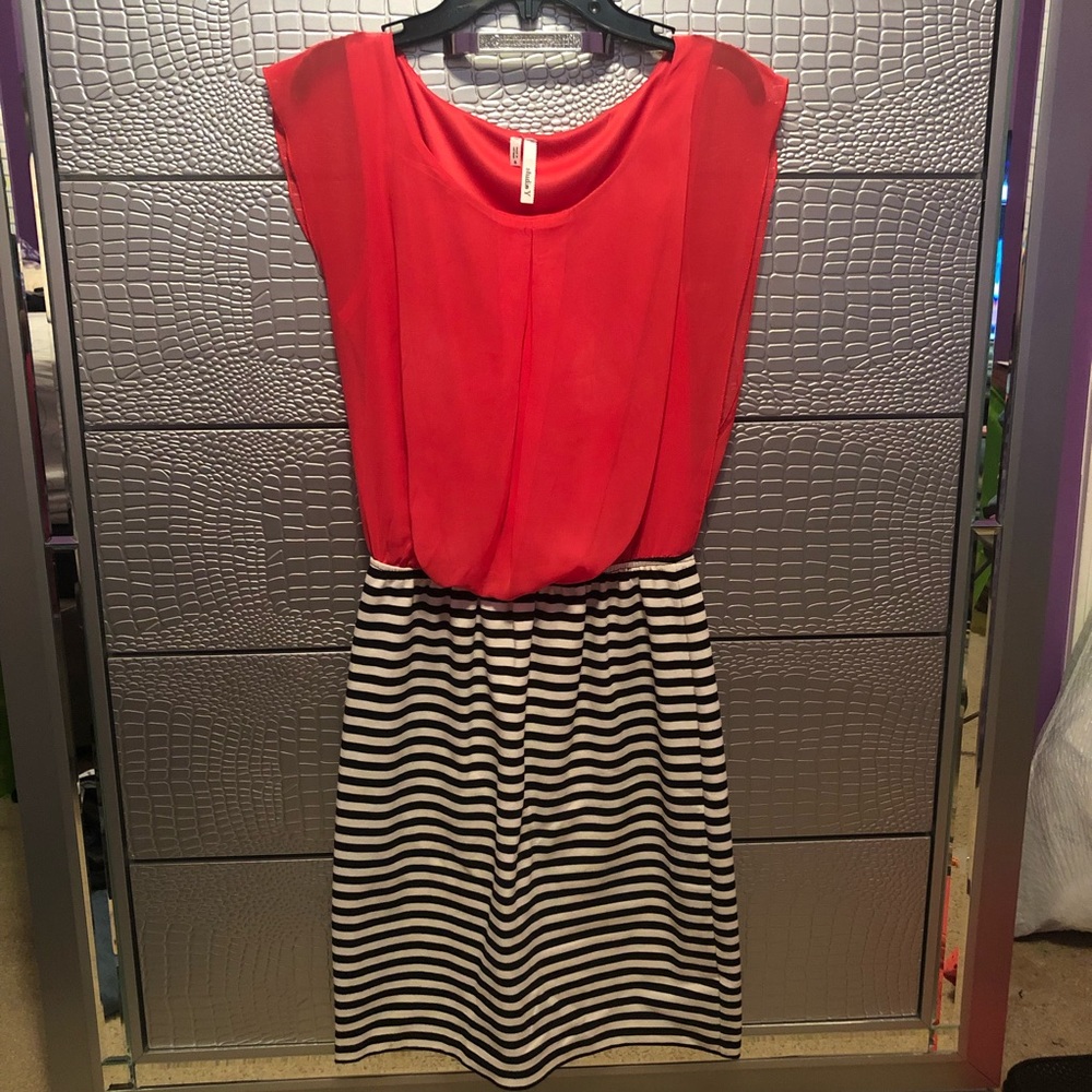 orange dress with stripes
